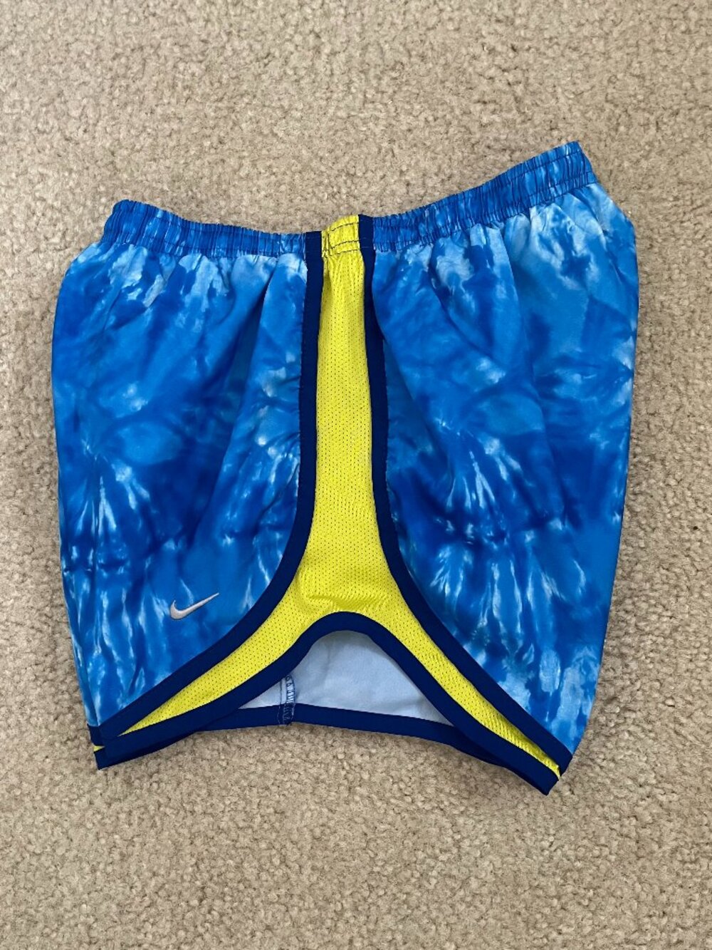 Nike Tempo Athletic Shorts • Size X-Small • Blue / Green / Yellow